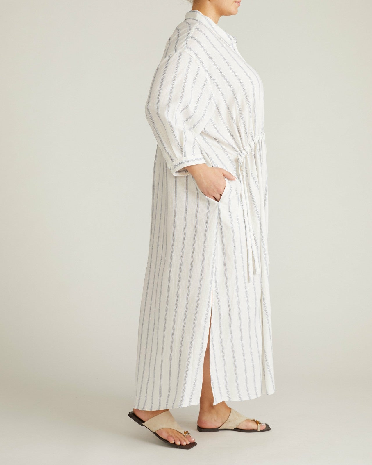 Paros Drawstring Linen Blend Shirtdress - Universal Standard
