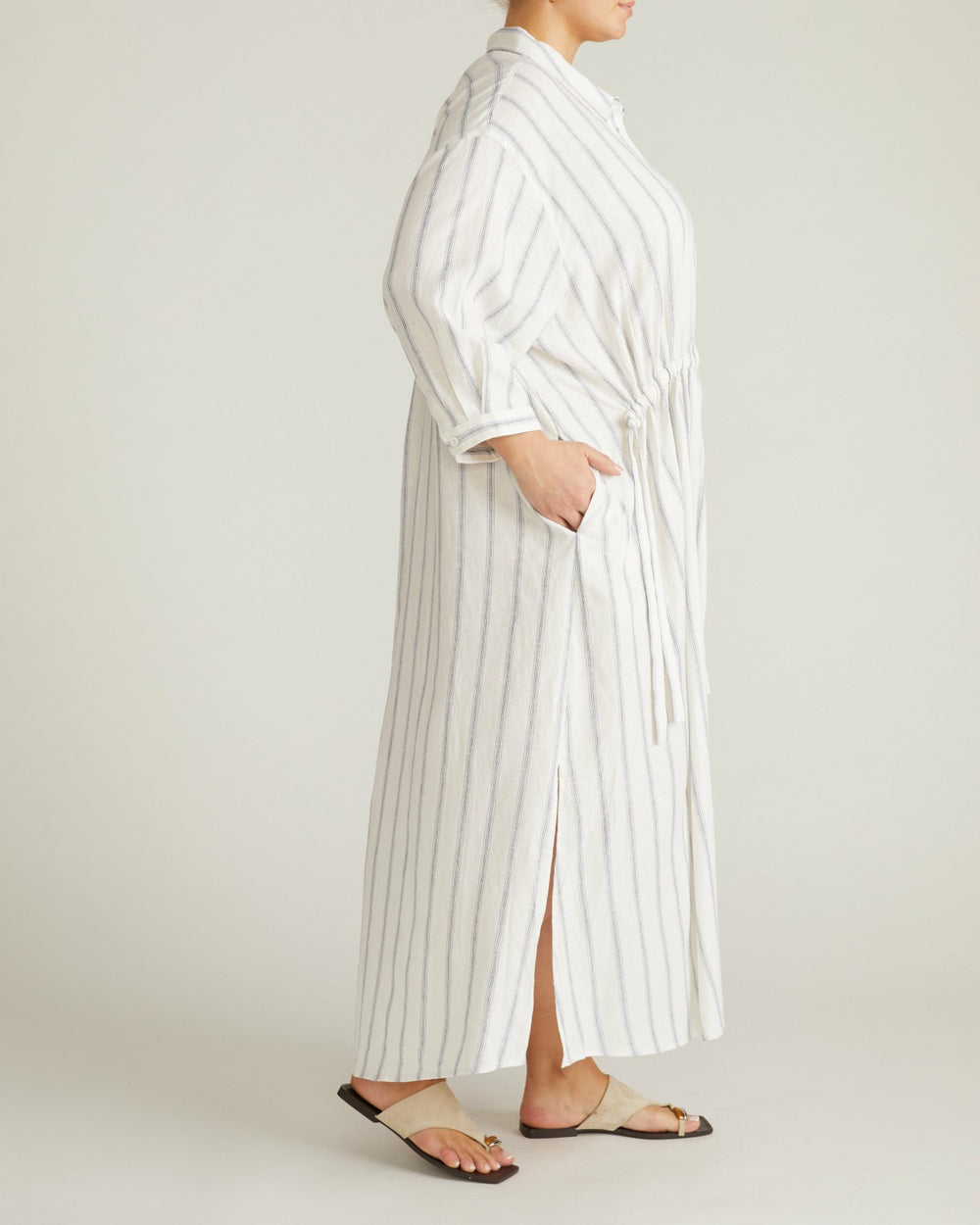 Paros Drawstring Linen Blend Shirtdress - Universal Standard