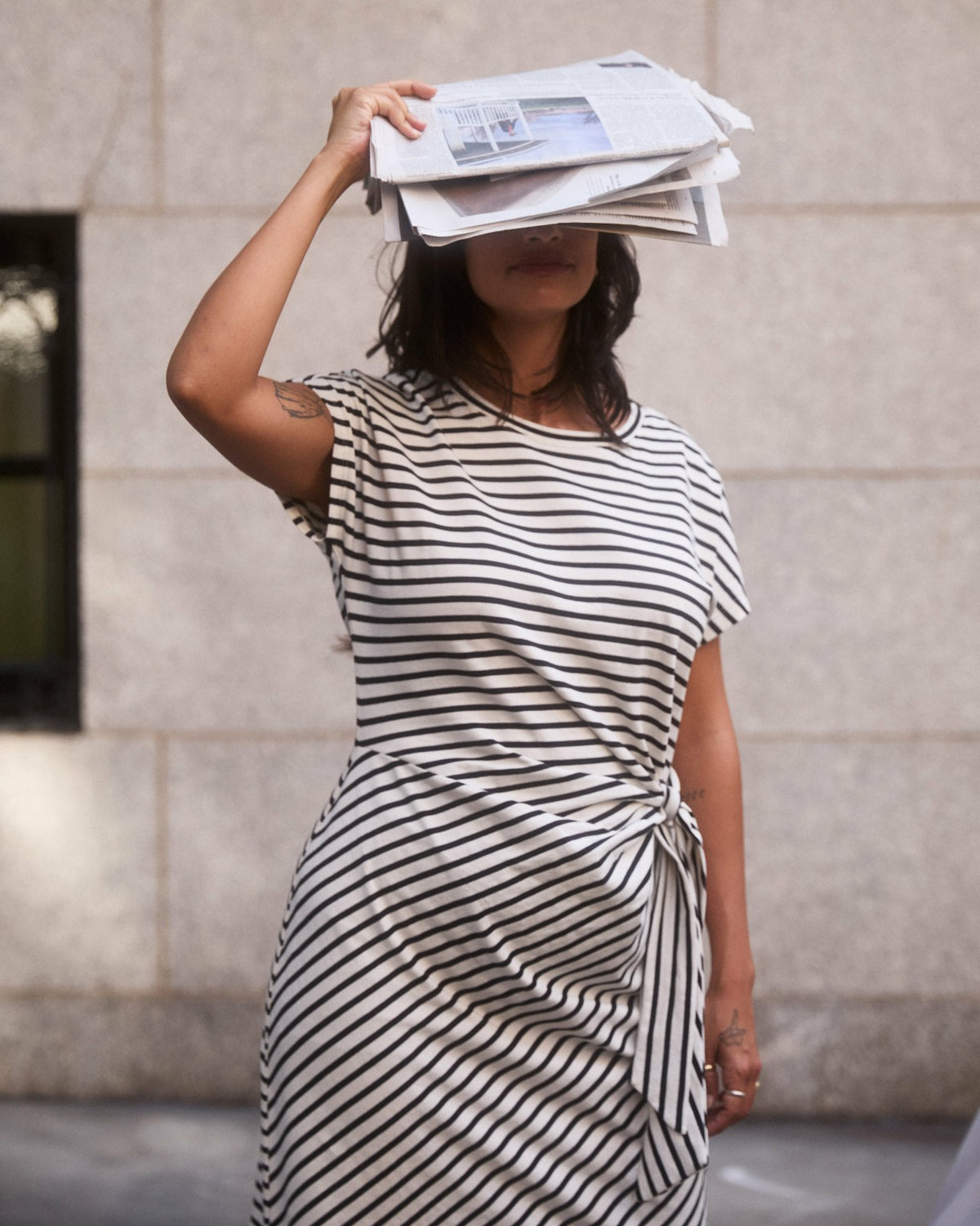 Crescent Breton Stripe Knot Dress - Universal Standard