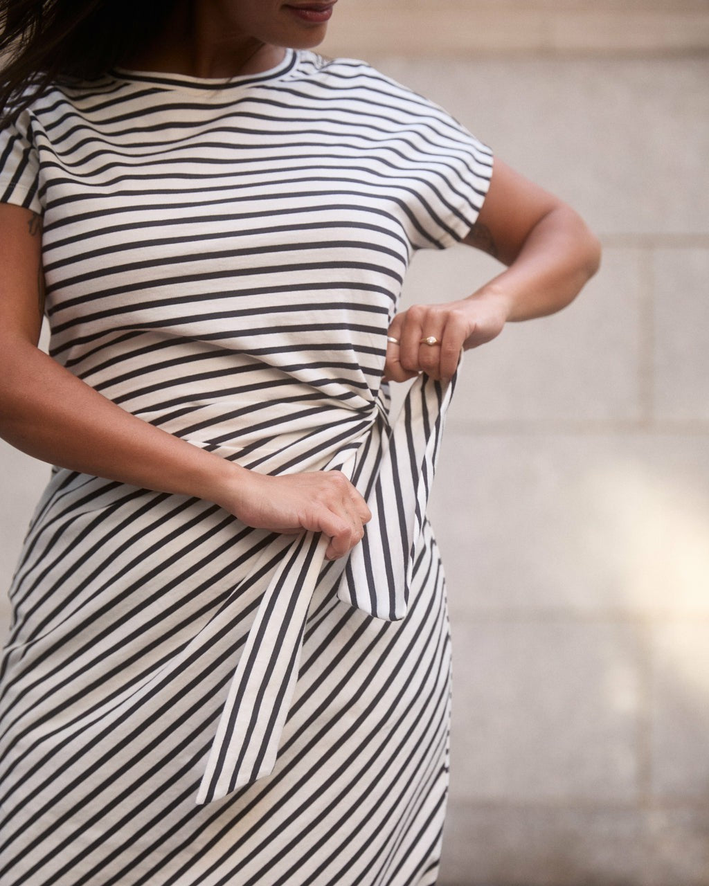 Crescent Breton Stripe Knot Dress - Universal Standard