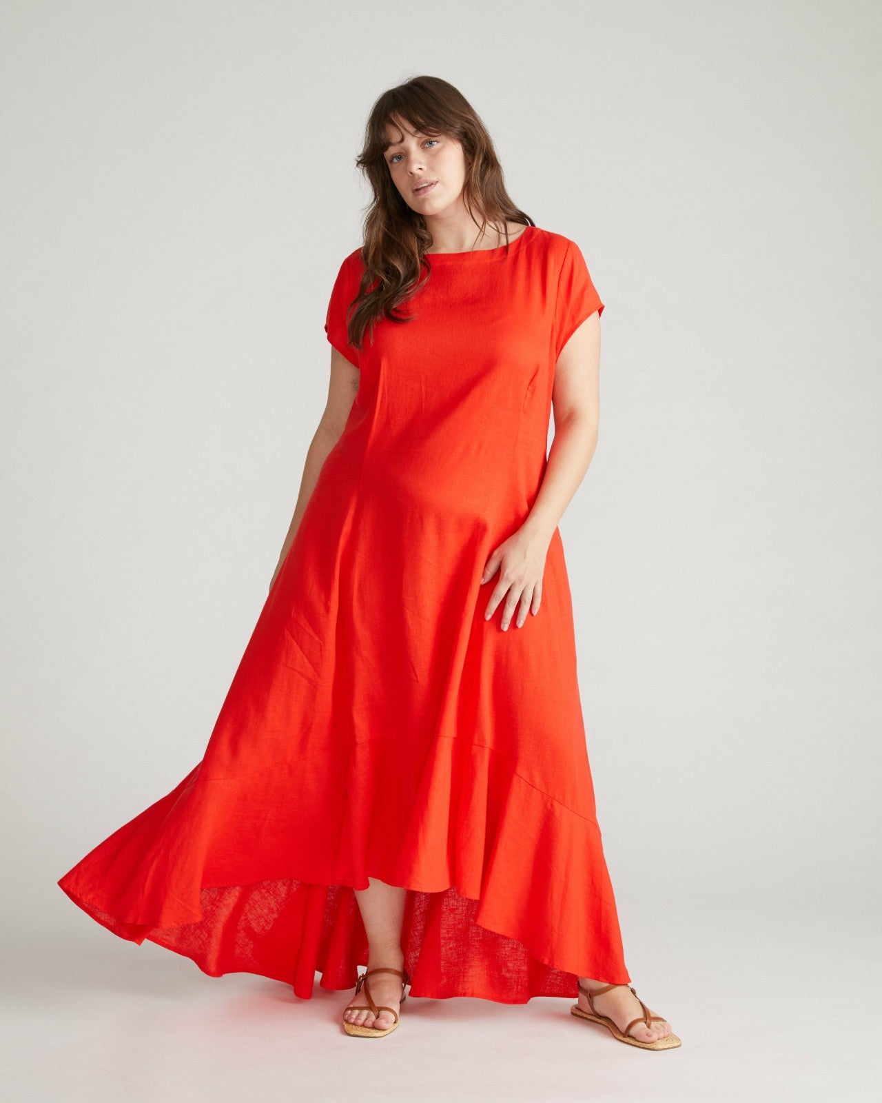 Sunset Linen Blend Flounce Dress - Universal Standard