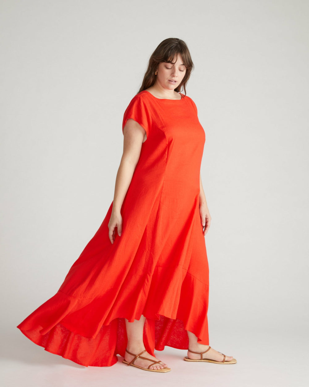 Sunset Linen Blend Flounce Dress - Universal Standard