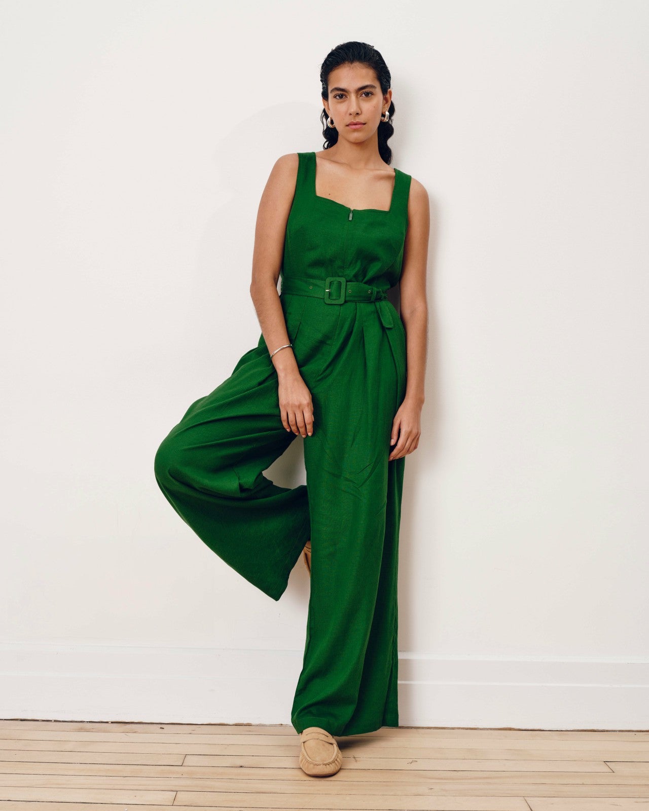 Rania Belted Linen Blend Jumpsuit - Universal Standard