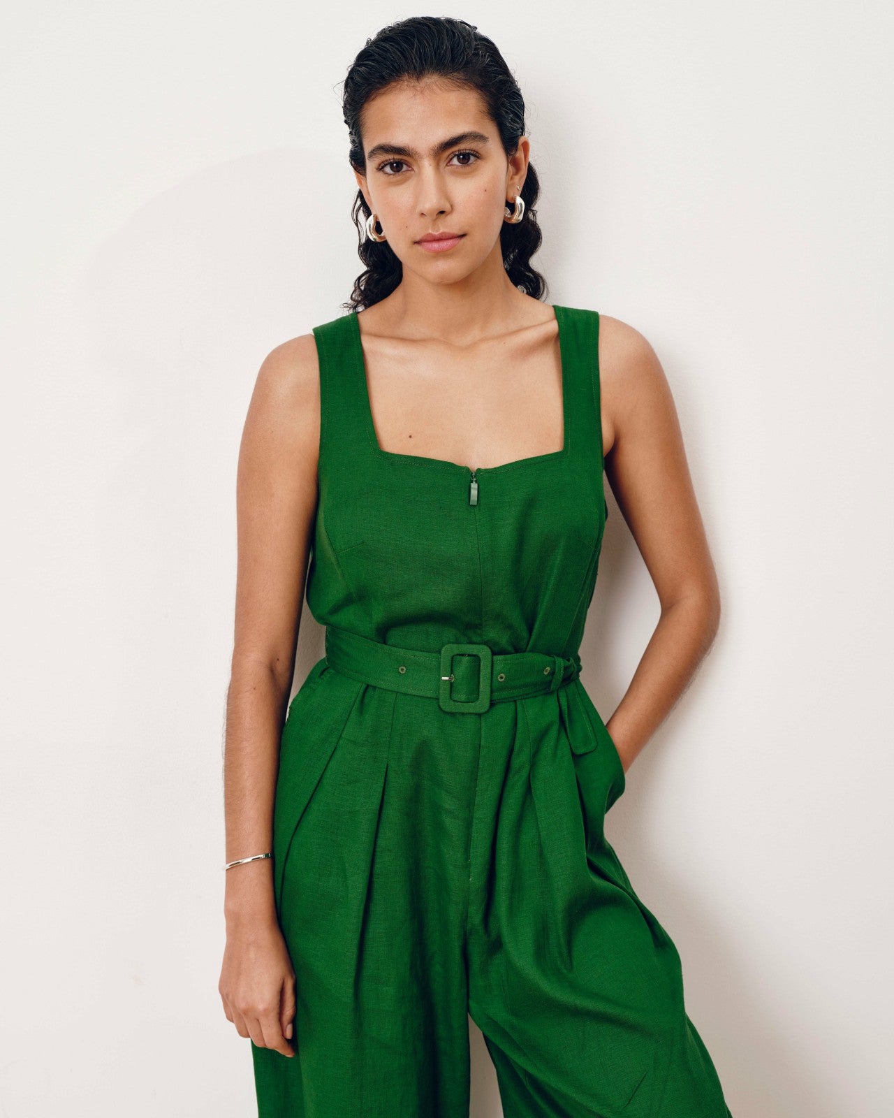 Rania Belted Linen Blend Jumpsuit - Universal Standard