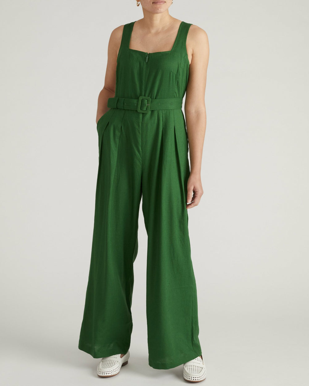 Rania Belted Linen Blend Jumpsuit - Universal Standard