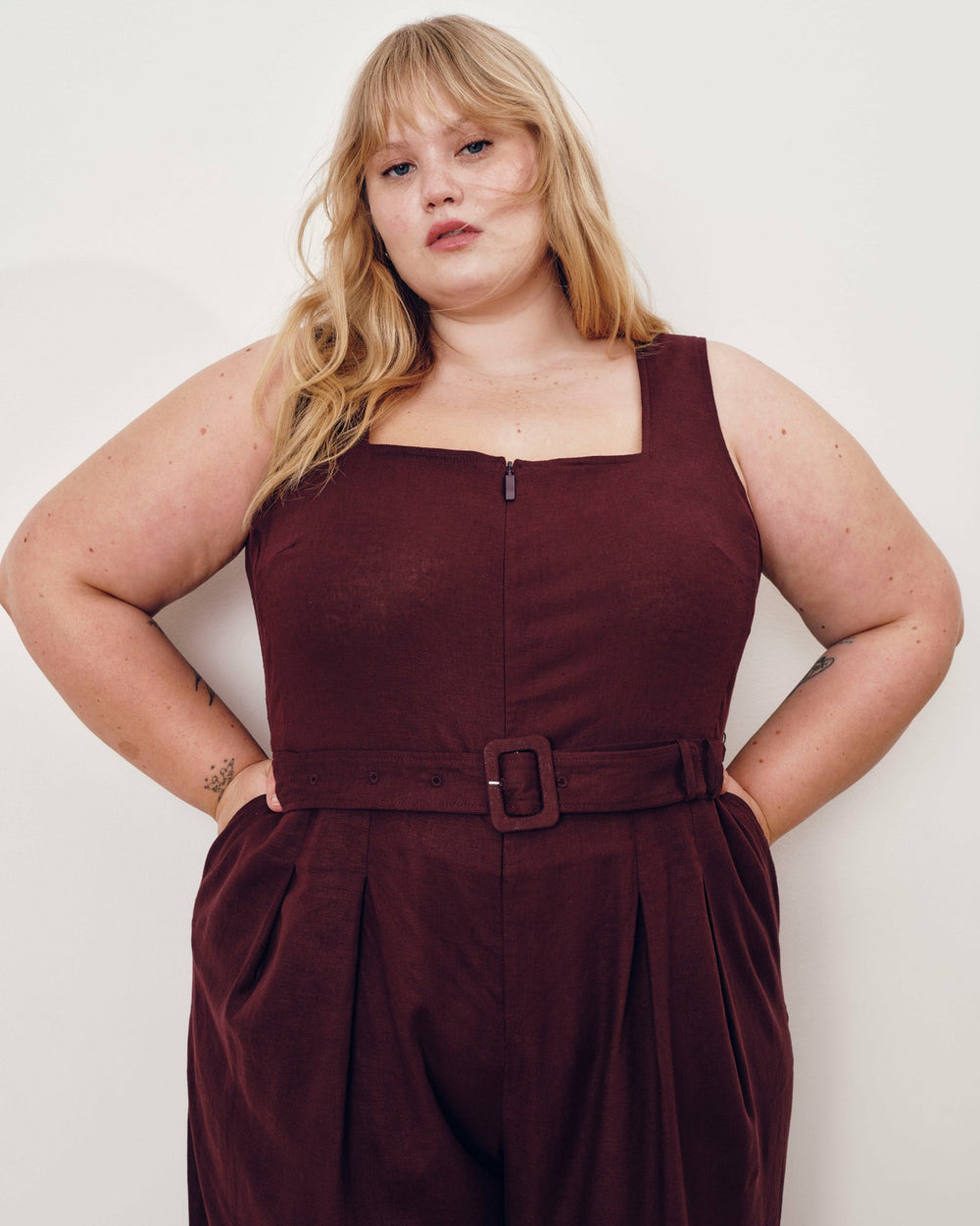 Rania Belted Linen Blend Jumpsuit - Universal Standard
