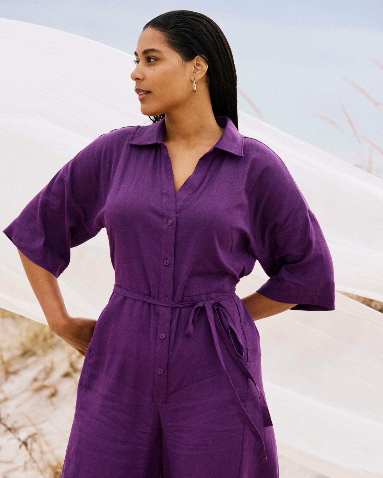 Maggie Barrel Leg Linen Blend Jumpsuit - Universal Standard