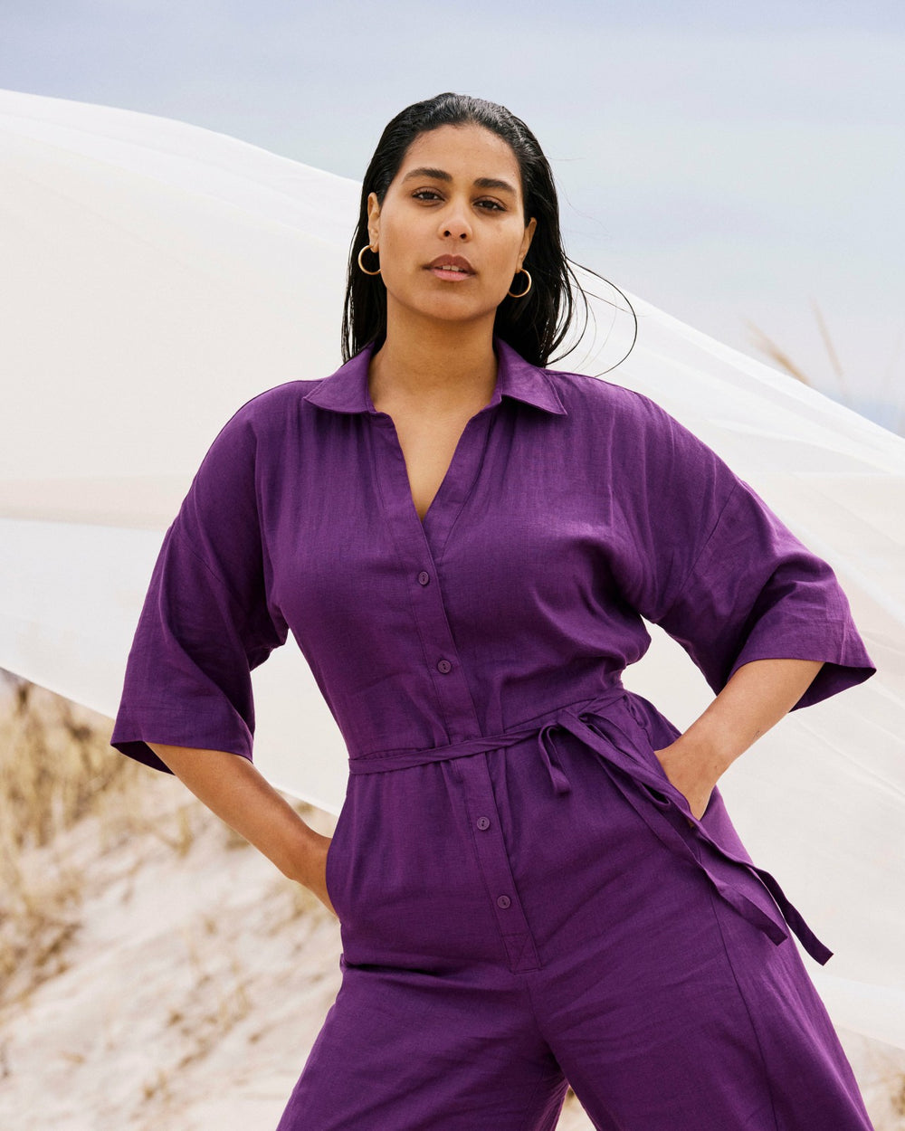 Maggie Barrel Leg Linen Blend Jumpsuit - Universal Standard