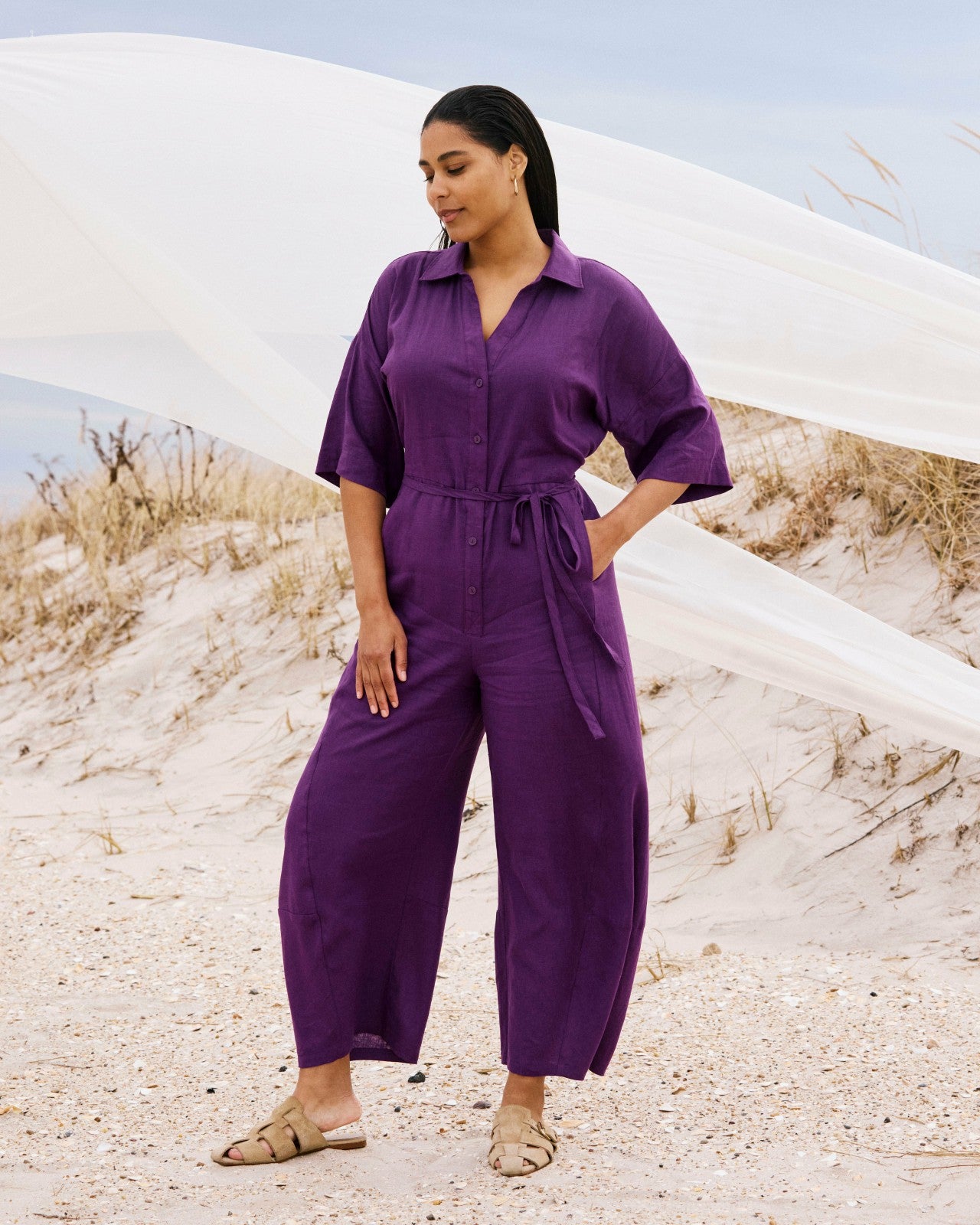 Maggie Barrel Leg Linen Blend Jumpsuit - Universal Standard