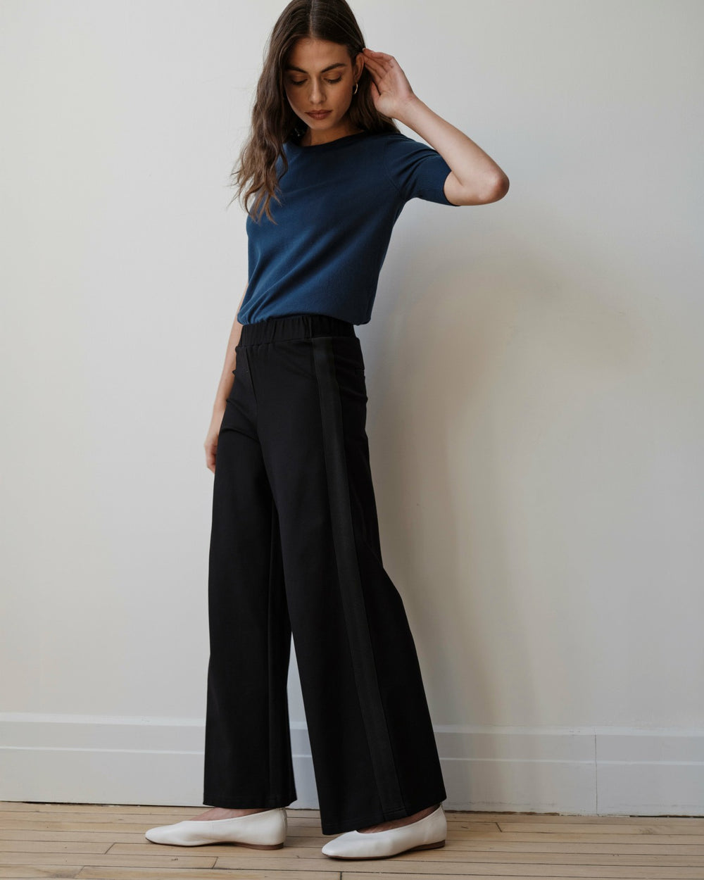 Stephanie Wide Leg Stripe Ponte Pants 30 Inch - Universal Standard