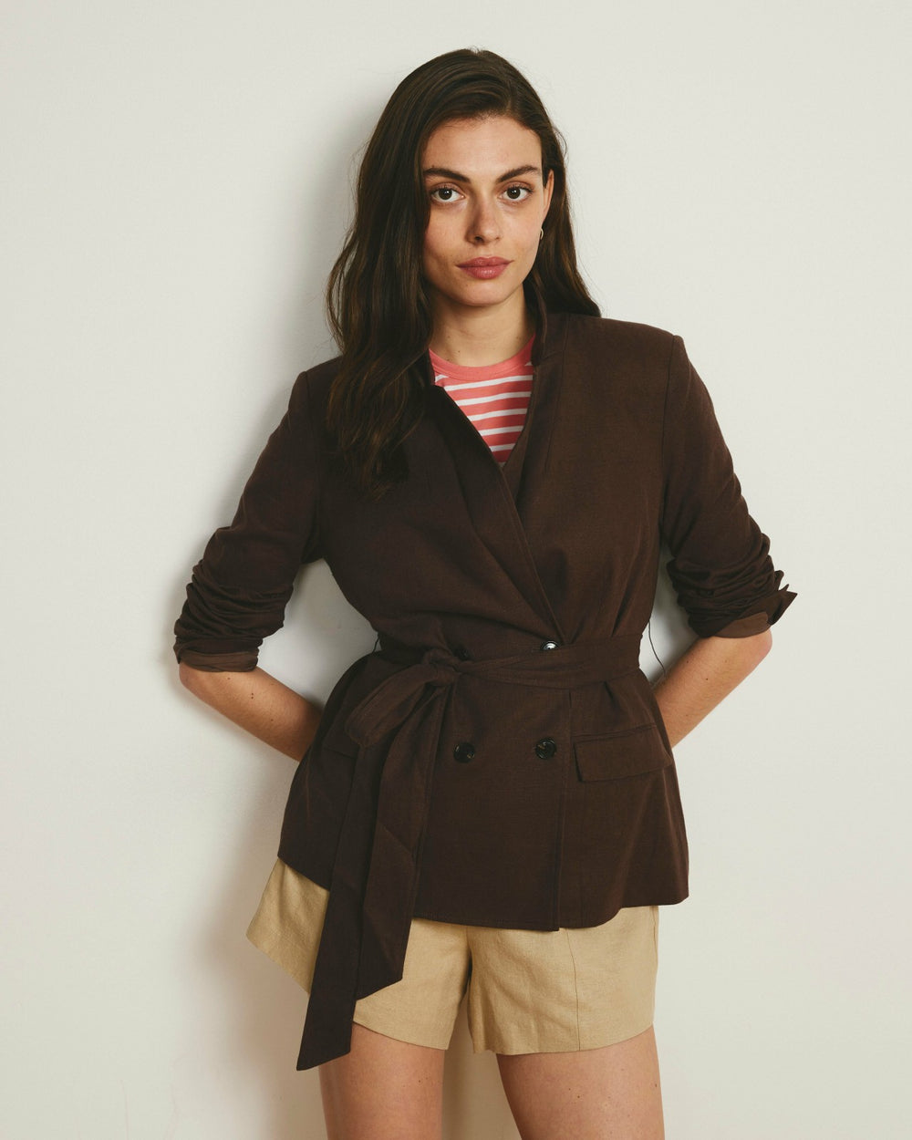 Belted Double Breasted Linen Blend Blazer - Universal Standard