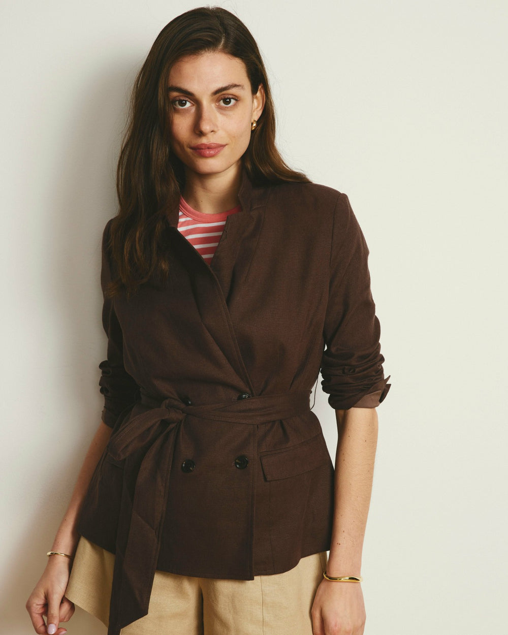 Belted Double Breasted Linen Blend Blazer - Universal Standard