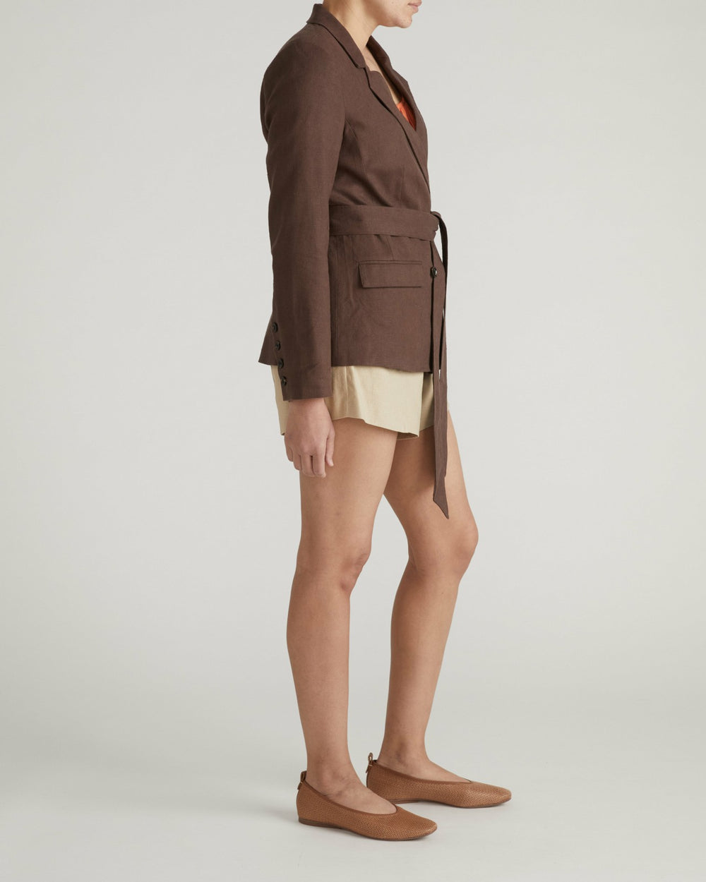Belted Double Breasted Linen Blend Blazer - Universal Standard