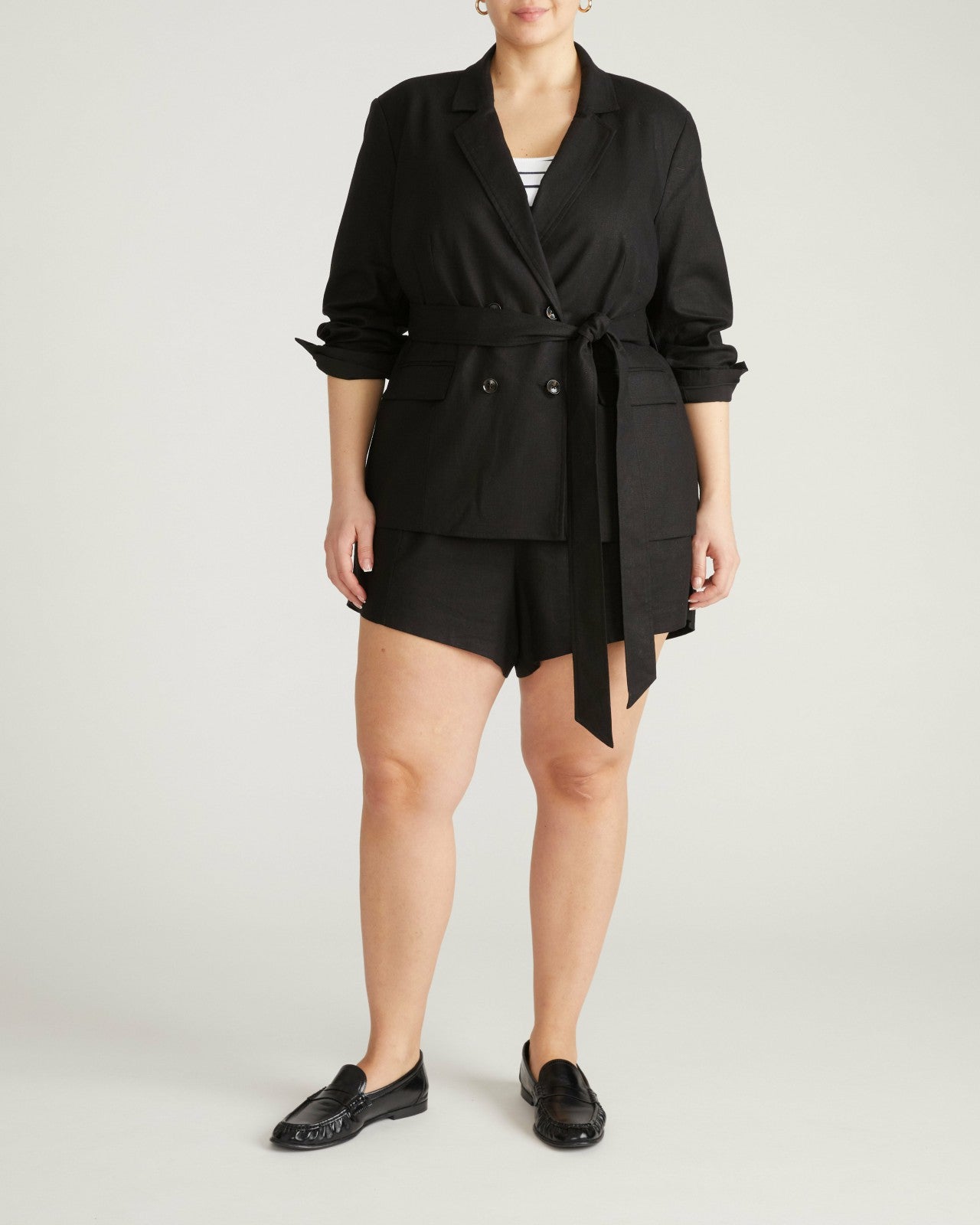 Belted Double Breasted Linen Blend Blazer - Universal Standard