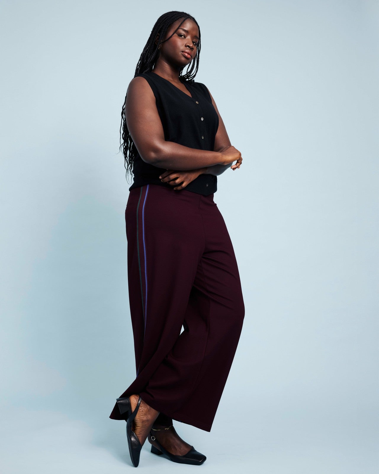 Stephanie Wide Leg Stripe Ponte Pants 30 Inch - Universal Standard