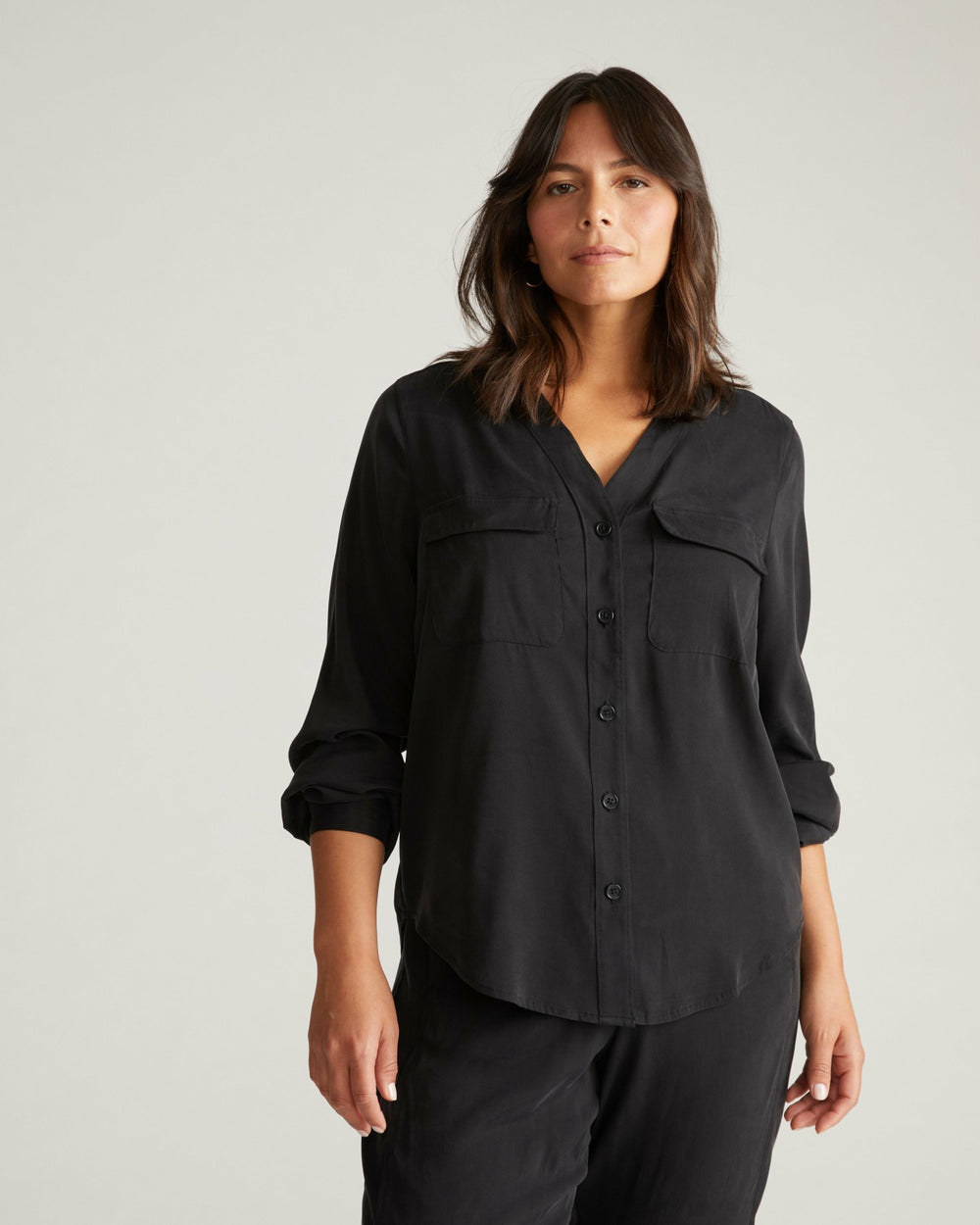 Cooling Stretch Cupro Button-Down Blouse - Universal Standard