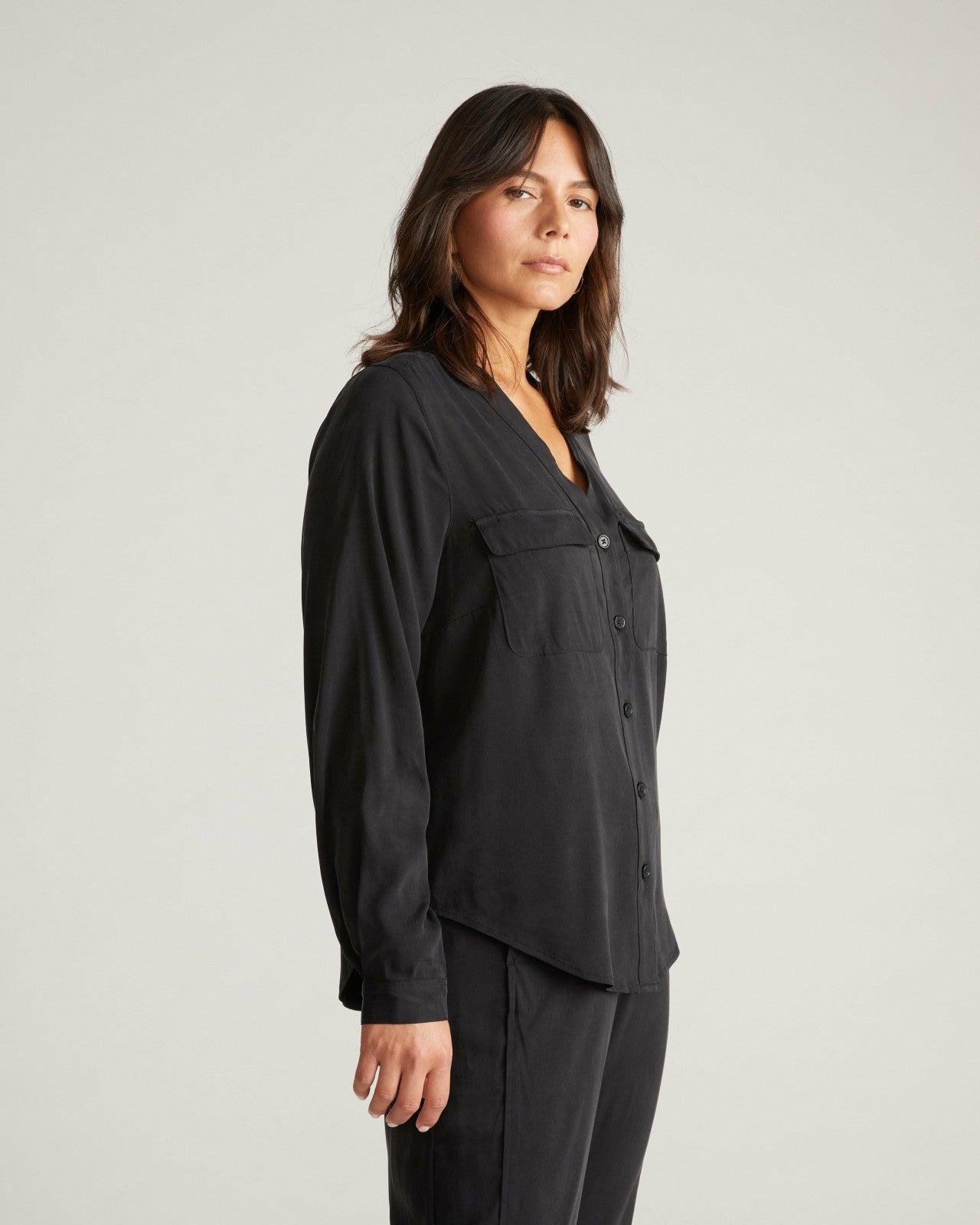 Cooling Stretch Cupro Button-Down Blouse - Universal Standard