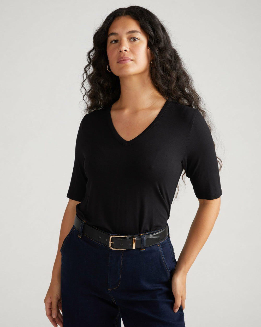 Lily Liquid Jersey V-Neck Stovepipe Tee - Universal Standard