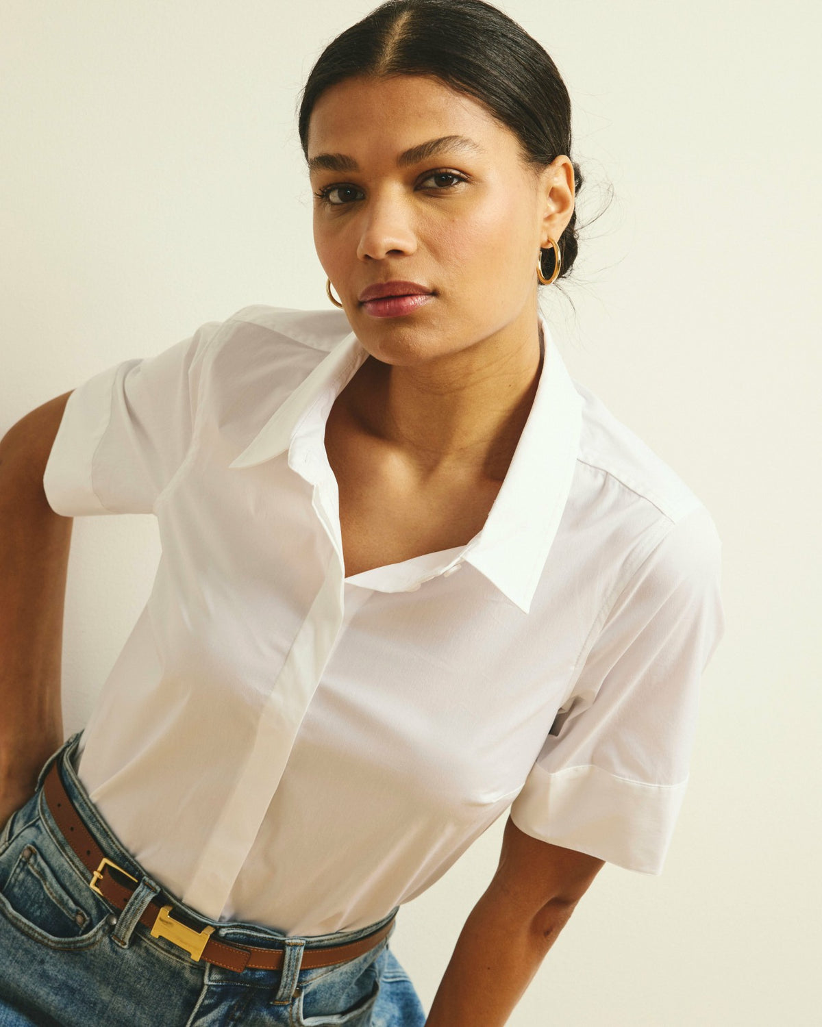 Elbe Stretch Poplin Short Sleeve Shirt - Universal Standard