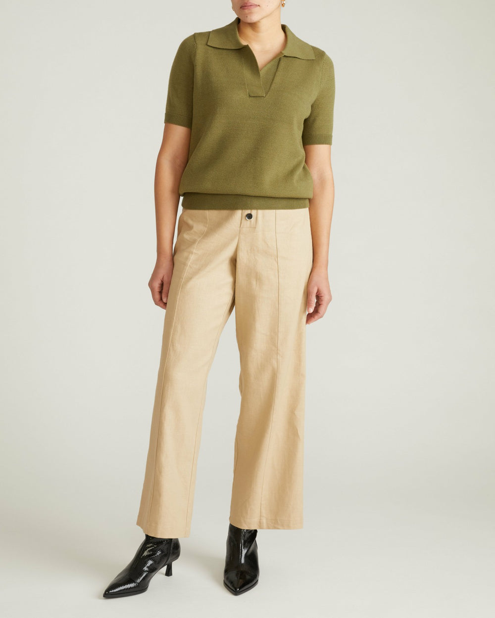 Savvy Fine Knit Short Sleeve Polo Sweater - Universal Standard