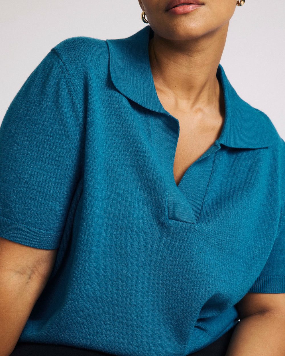Savvy Fine Knit Short Sleeve Polo Sweater - Universal Standard