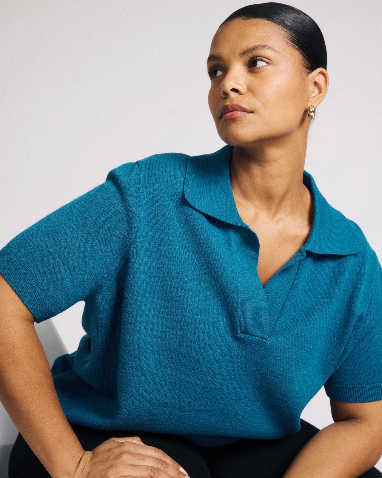 Savvy Fine Knit Short Sleeve Polo Sweater - Universal Standard