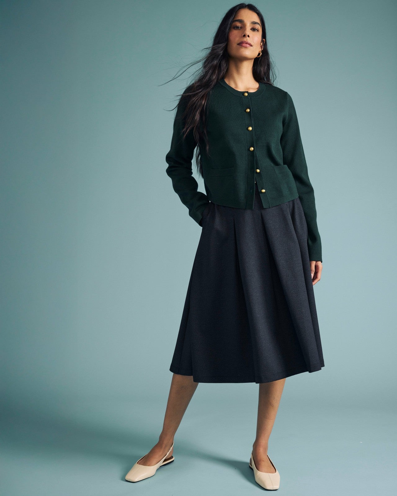 PowerPonte Denim Pleated Skirt - Universal Standard