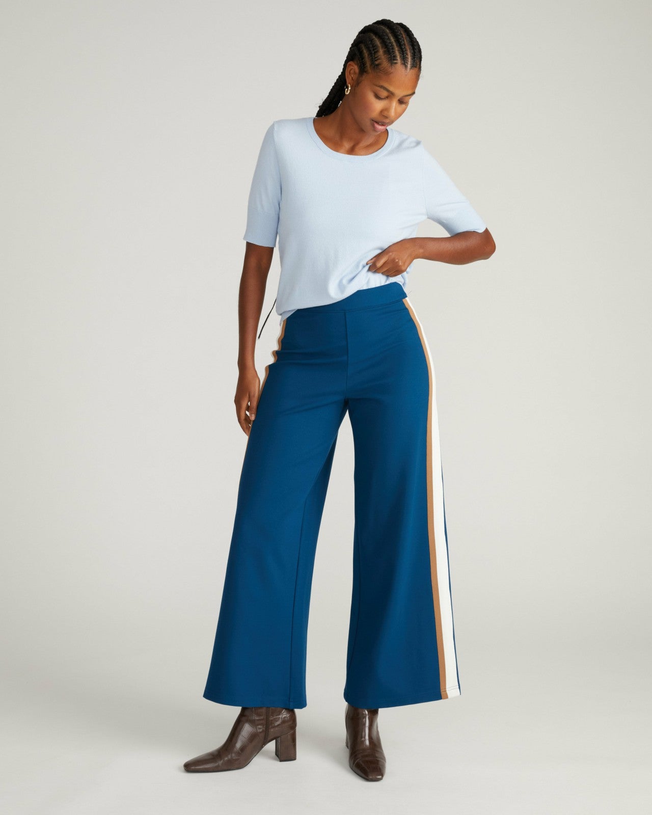 Stephanie Wide Leg Stripe Ponte Pants 30 Inch - Universal Standard