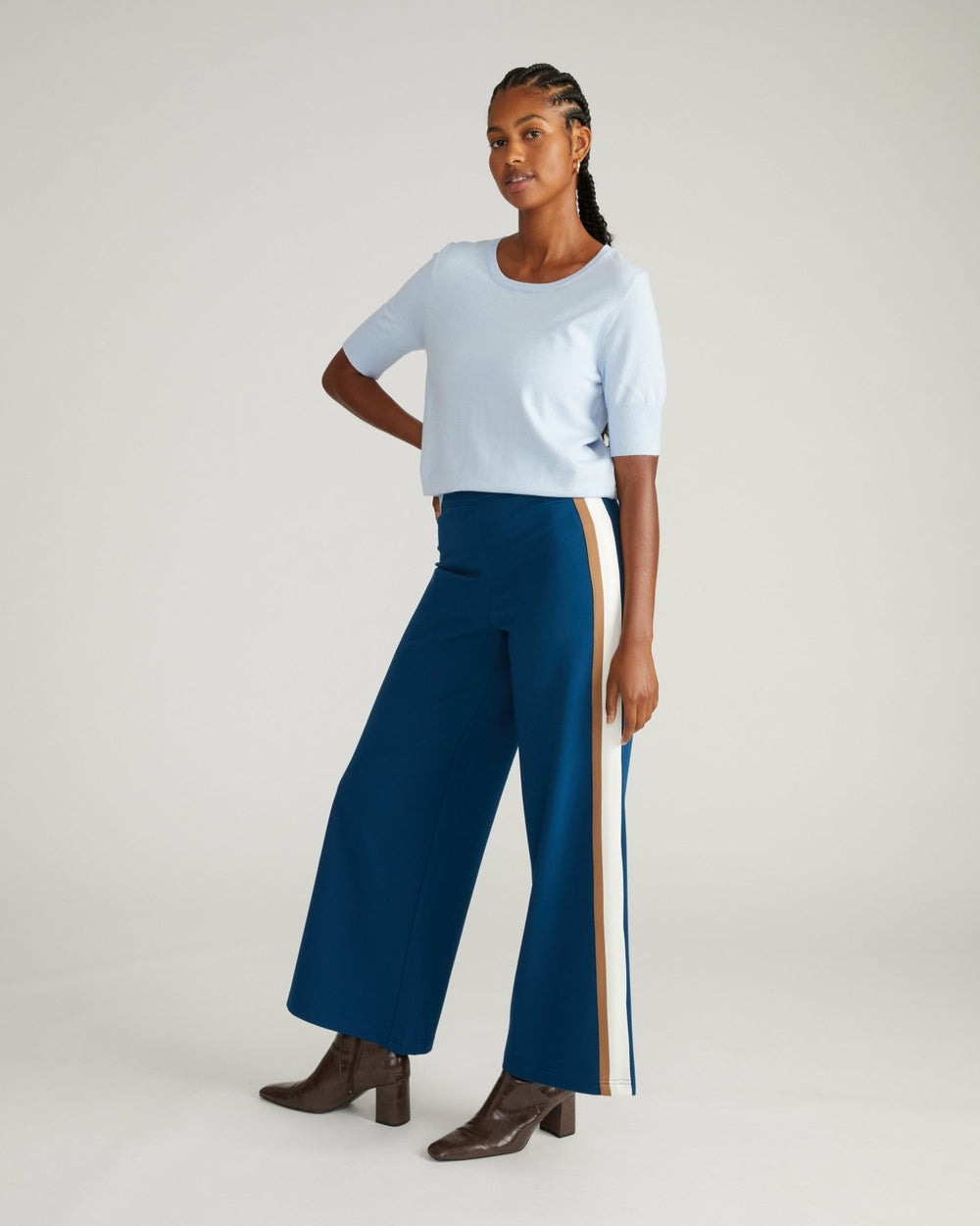 Stephanie Wide Leg Stripe Ponte Pants 30 Inch - Universal Standard