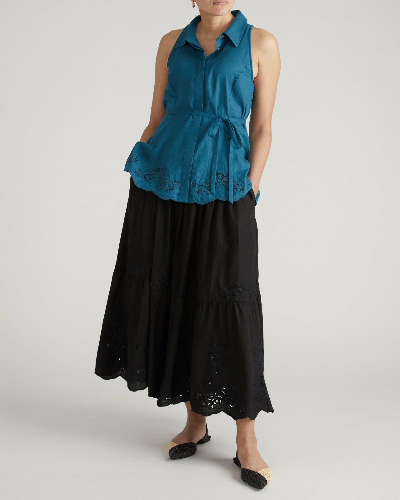 Tosca Embroidered Linen Blend Maxi Skirt - Universal Standard