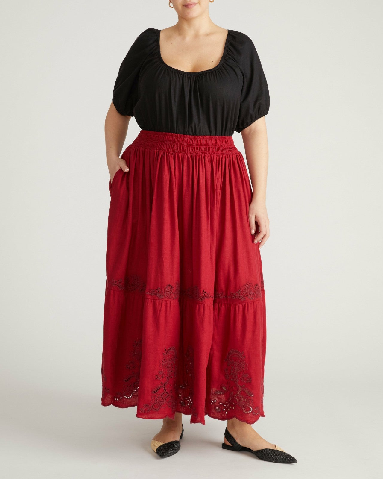 Tosca Embroidered Linen Blend Maxi Skirt - Universal Standard