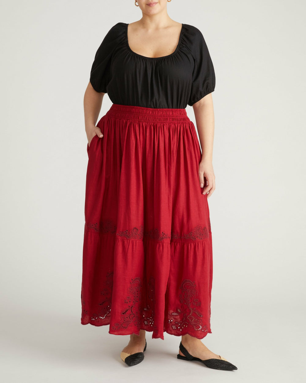 Tosca Embroidered Linen Blend Maxi Skirt - Universal Standard