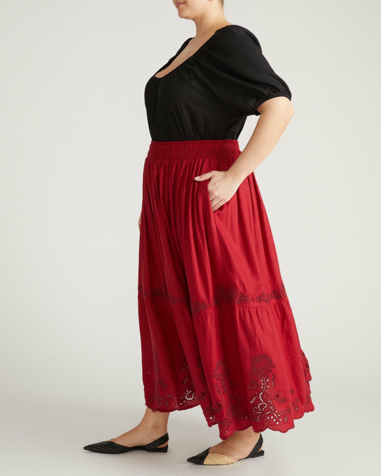 Tosca Embroidered Linen Blend Maxi Skirt - Universal Standard