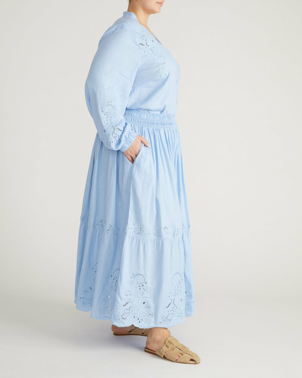 Tosca Embroidered Linen Blend Maxi Skirt - Universal Standard