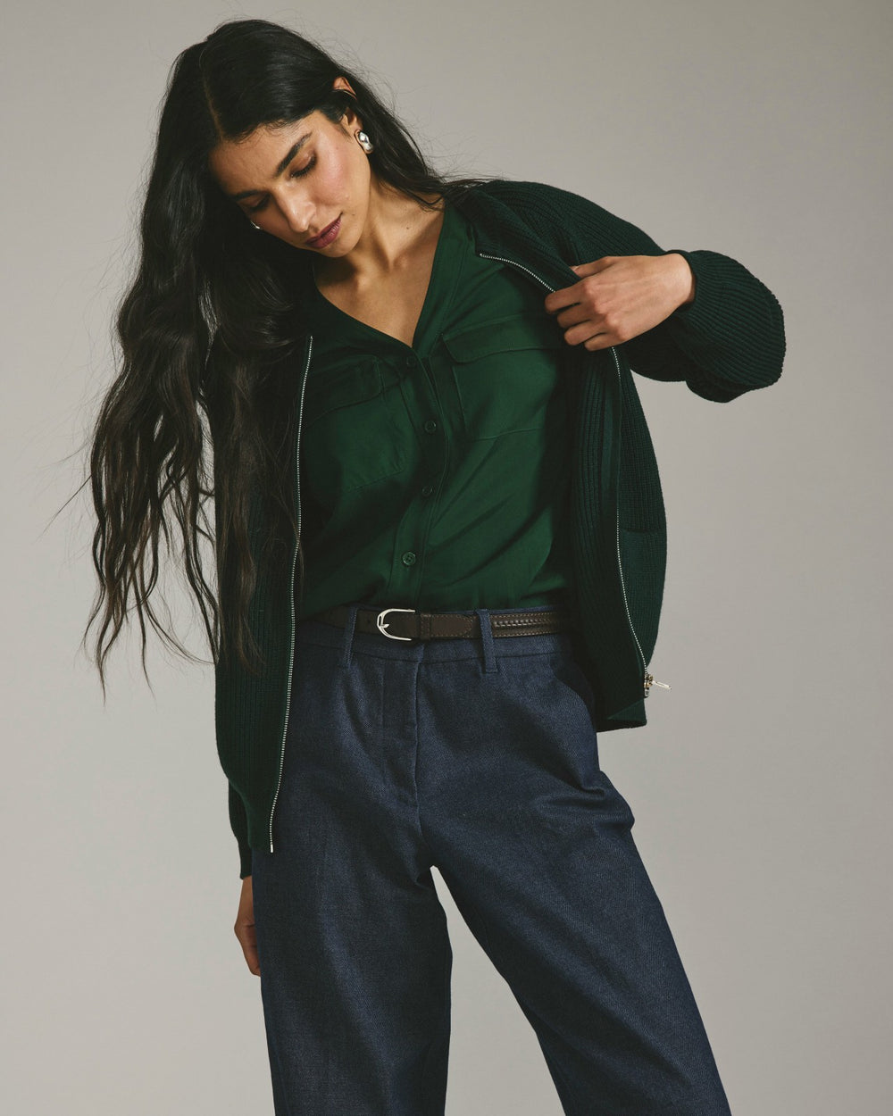 Cooling Stretch Cupro Button-Down Blouse - Universal Standard