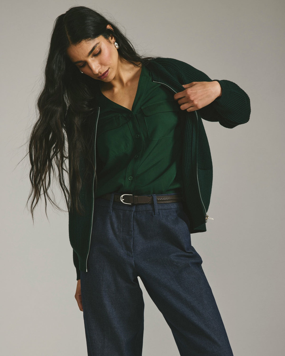 Cooling Stretch Cupro Button-Down Blouse - Universal Standard