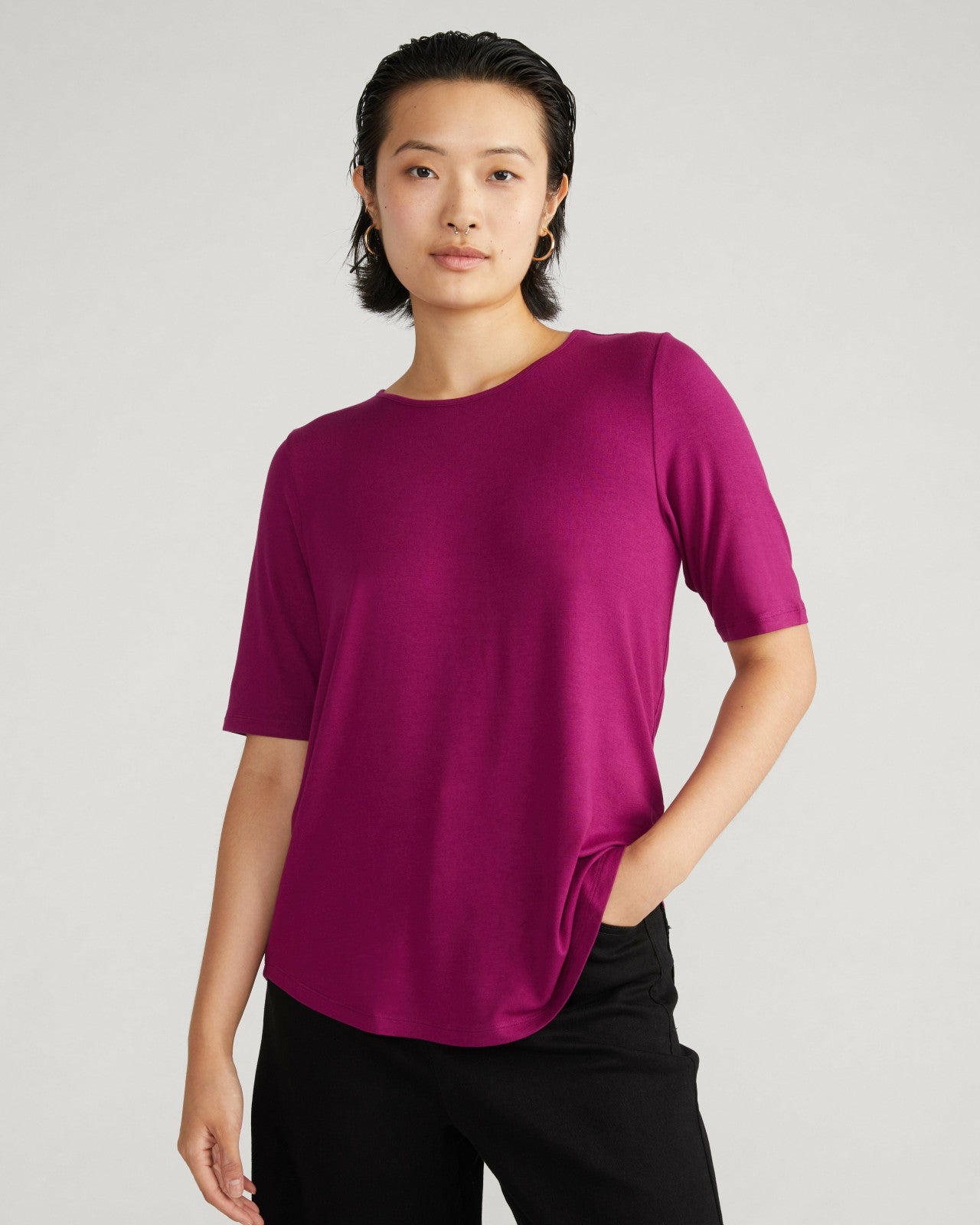 Lily Liquid Jersey Crew Neck Stovepipe Tee - Universal Standard