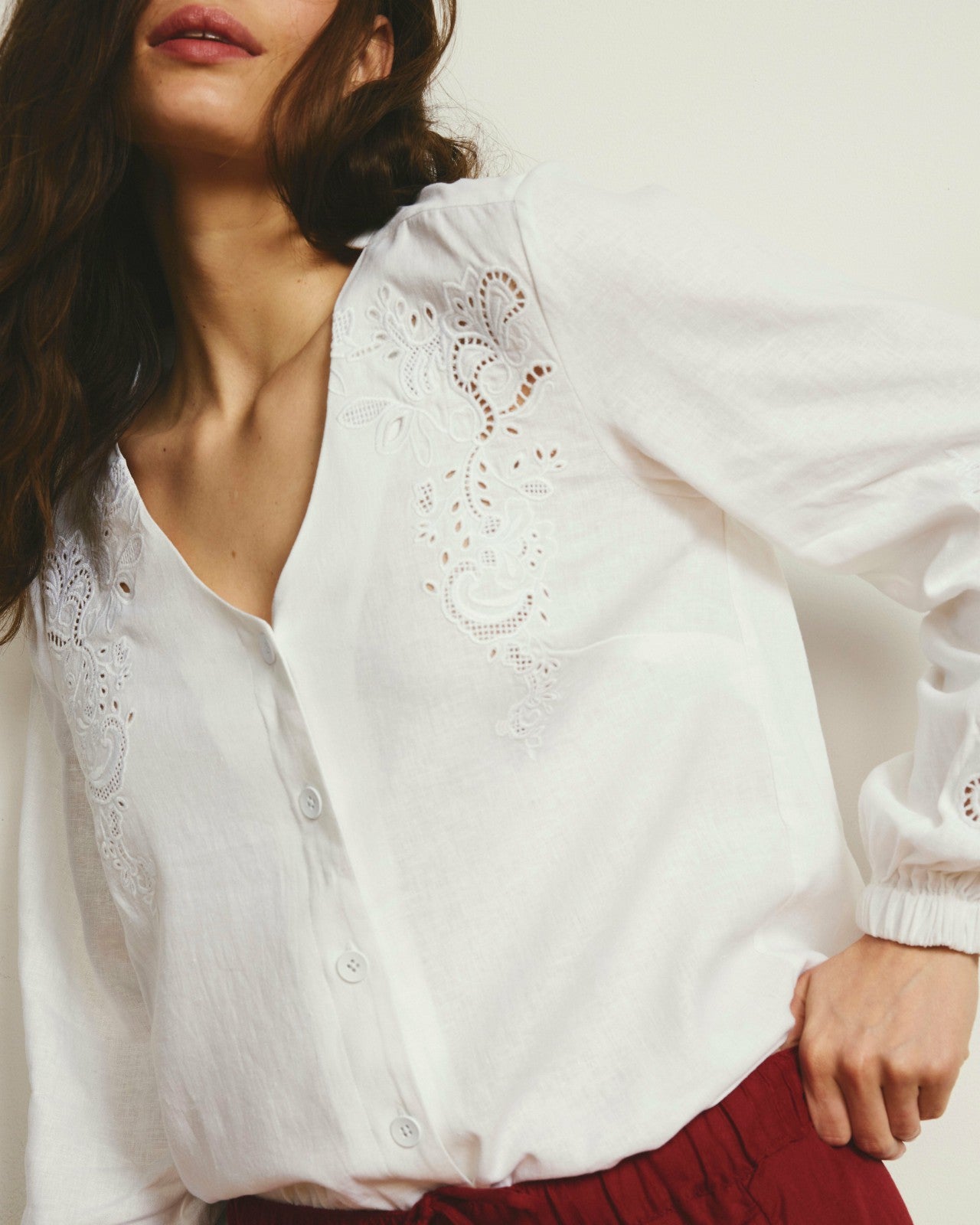 Frances Embroidered Linen Blend Blouse - Universal Standard