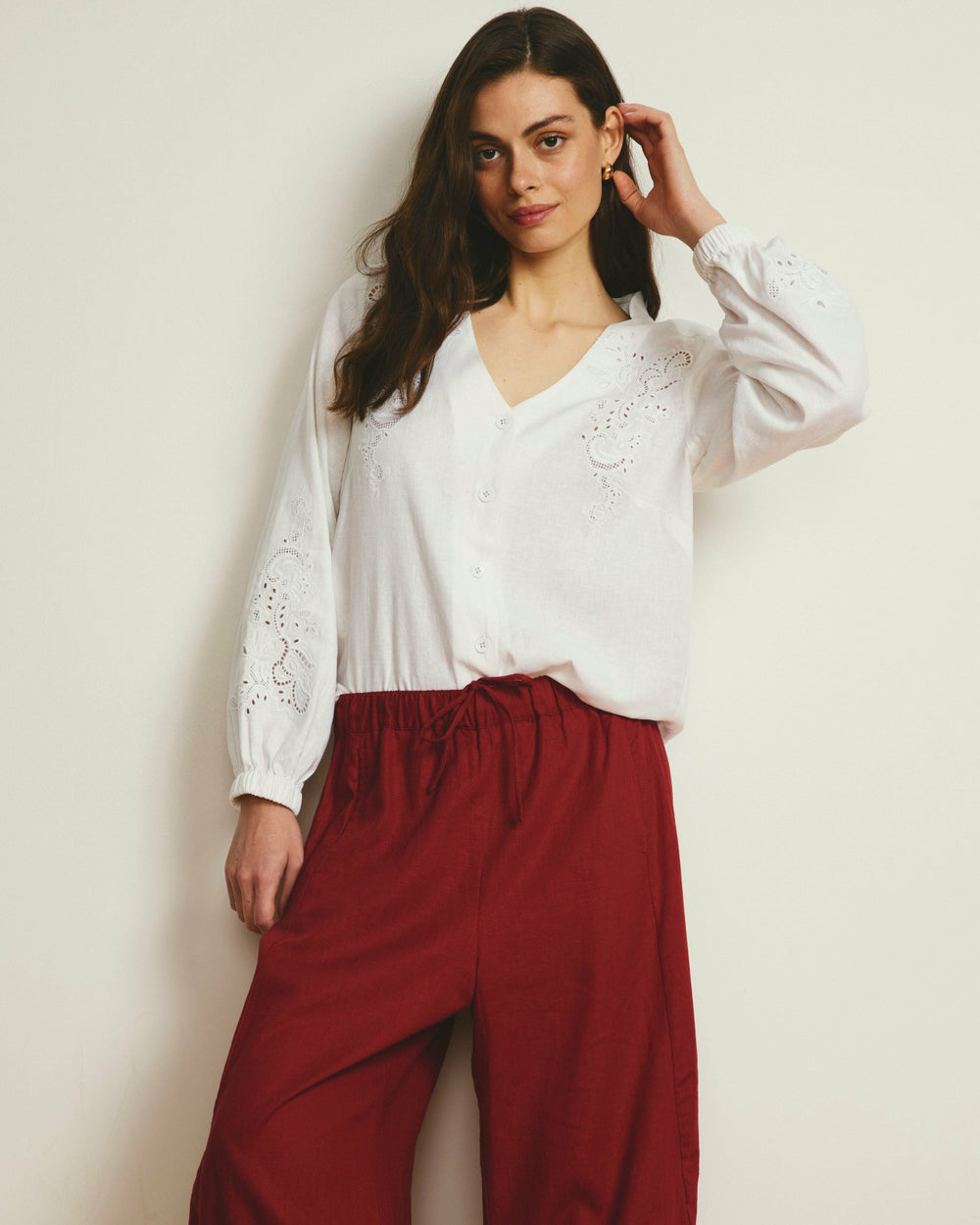 Frances Embroidered Linen Blend Blouse - Universal Standard