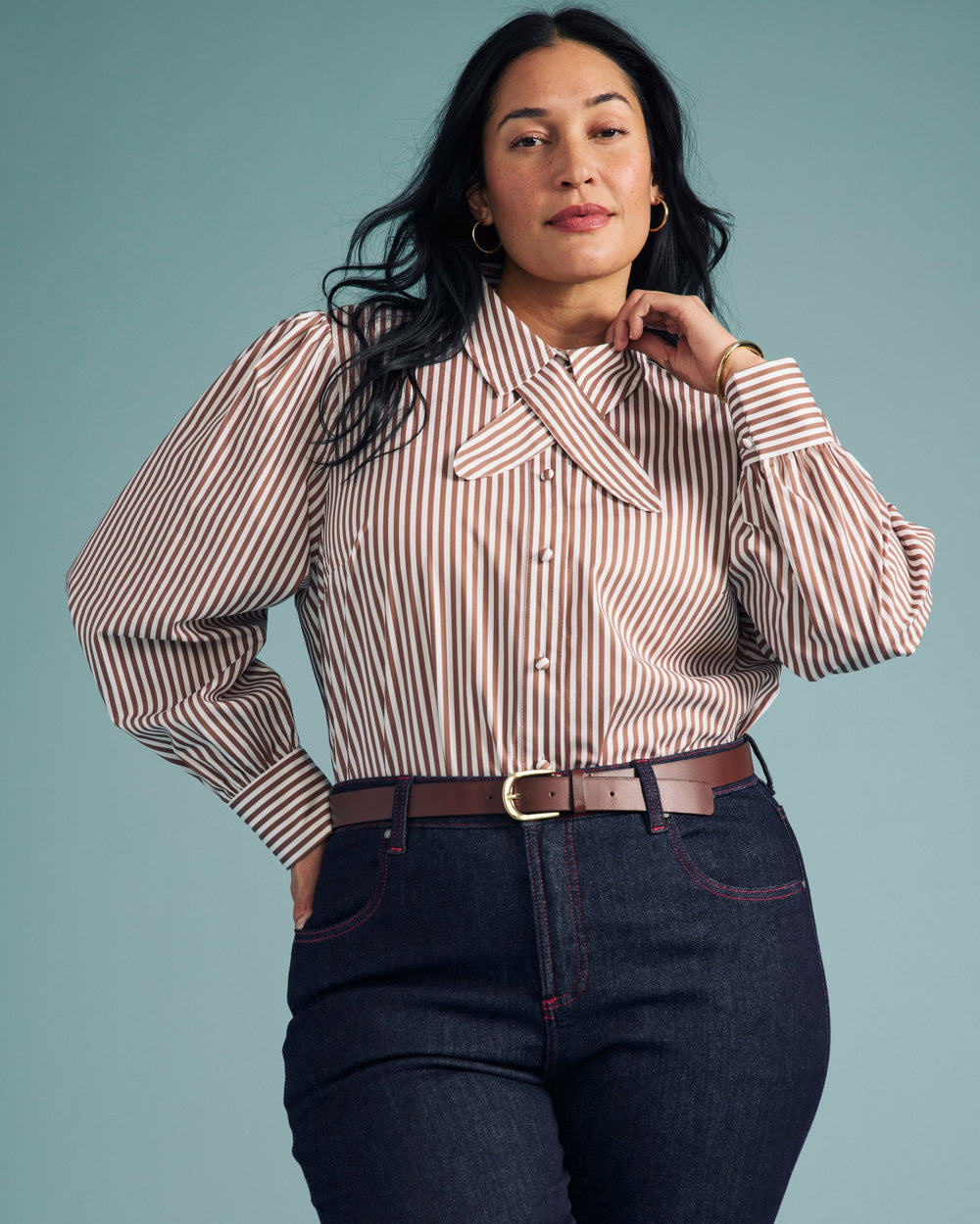 Janet Tie-Neck Cotton Poplin Shirt - Universal Standard