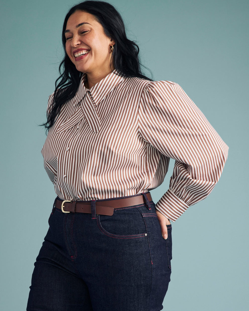 Janet Tie-Neck Cotton Poplin Shirt - Universal Standard