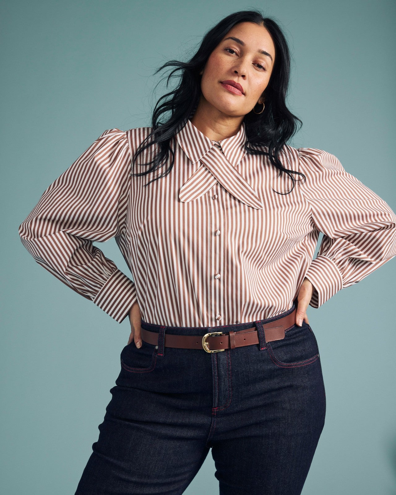 Janet Tie-Neck Cotton Poplin Shirt - Universal Standard
