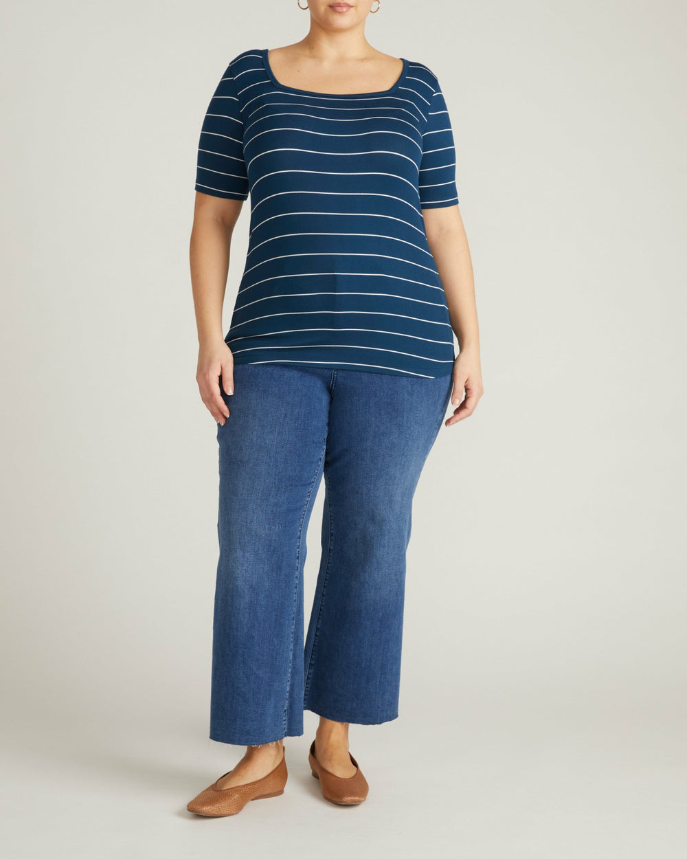 Cloud Rib Short Sleeve Square Neck Tee - Universal Standard