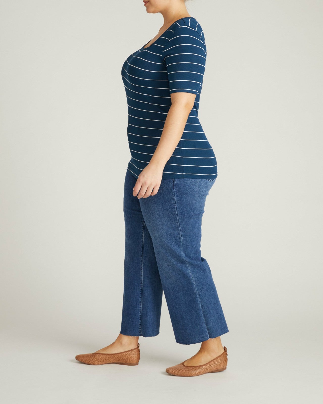 Cloud Rib Short Sleeve Square Neck Tee - Universal Standard