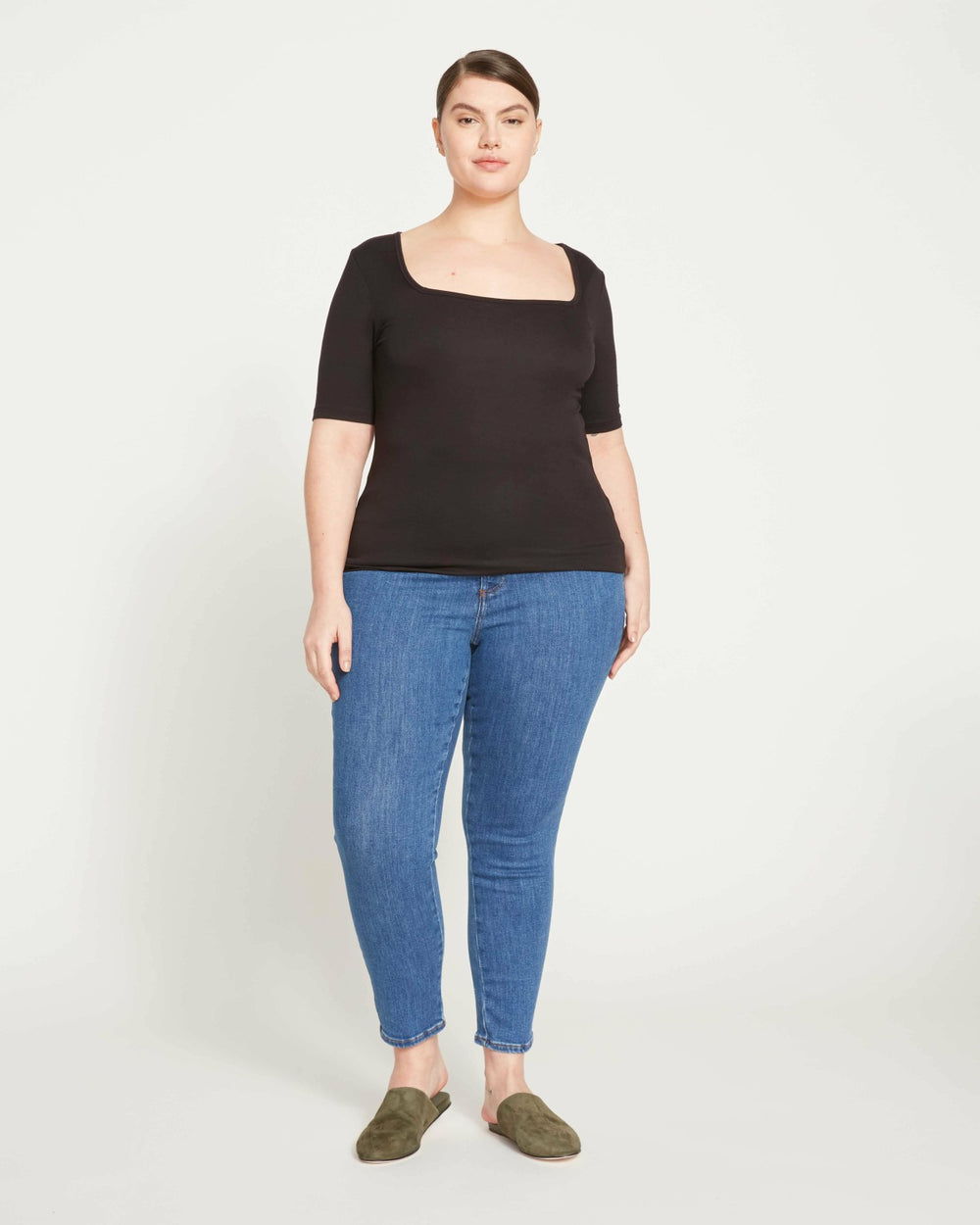 Cloud Rib Short Sleeve Square Neck Tee - Universal Standard