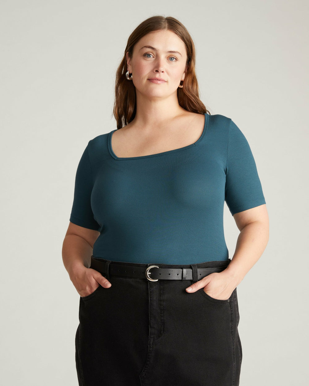 Cloud Rib Short Sleeve Square Neck Tee - Universal Standard