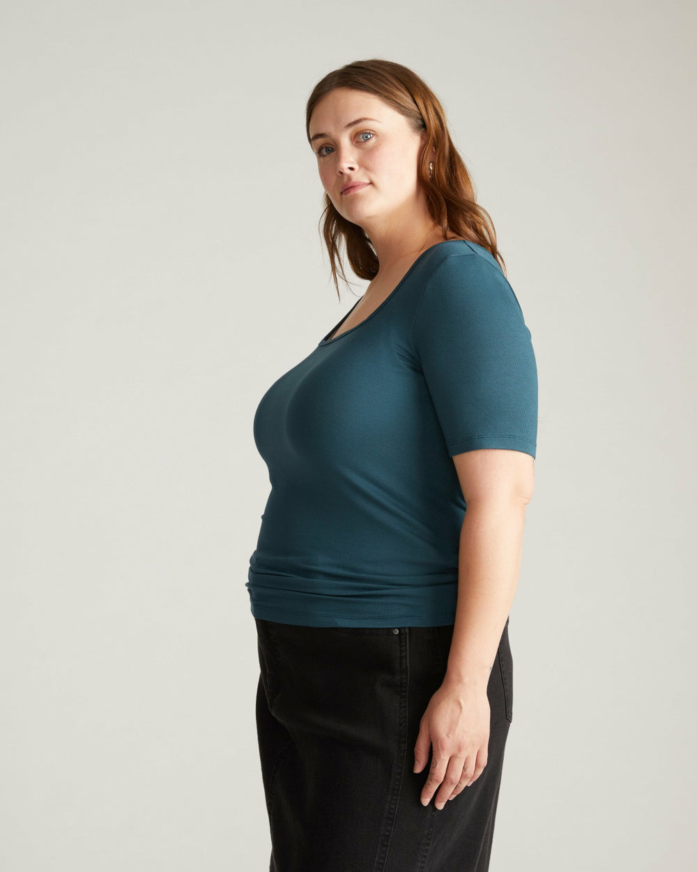 Cloud Rib Short Sleeve Square Neck Tee - Universal Standard
