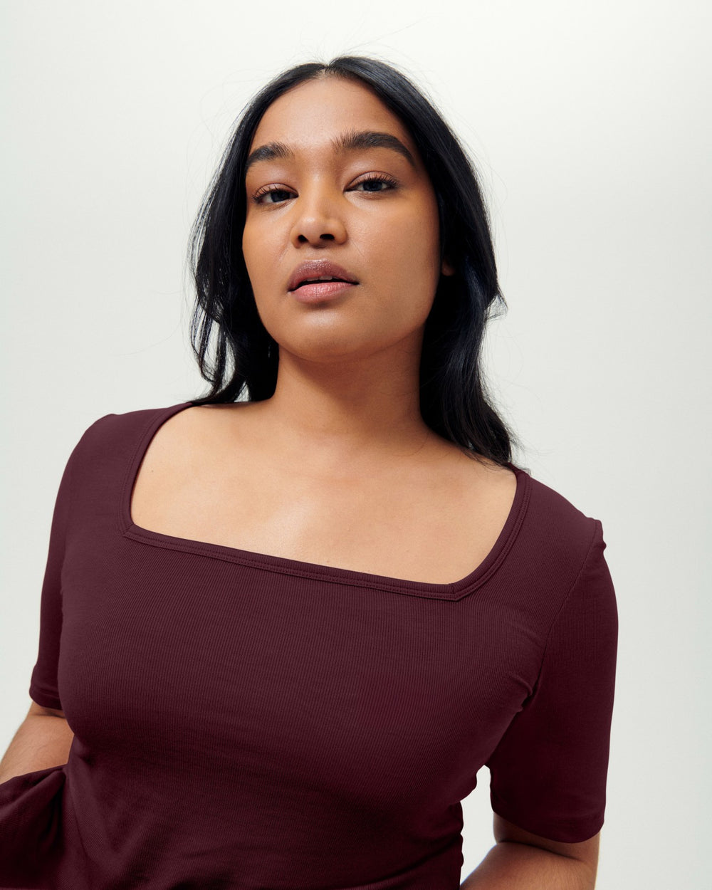 Cloud Rib Short Sleeve Square Neck Tee - Universal Standard