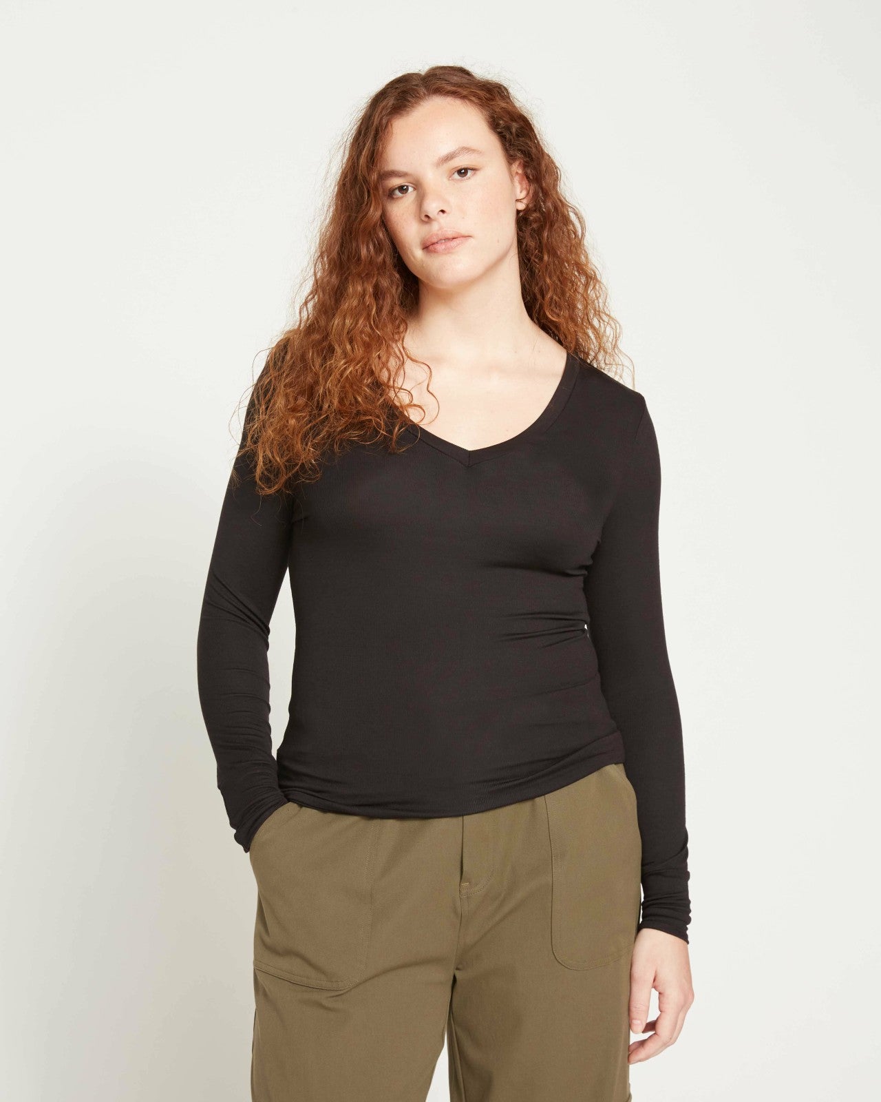 Cloud Rib Long Sleeve V-Neck Tee - Universal Standard