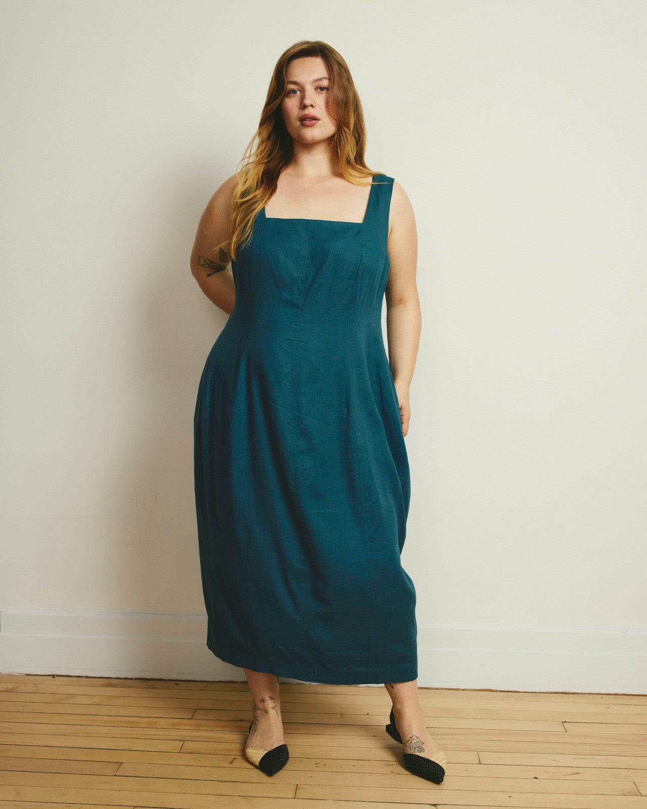 Saulay Square Neck Linen Blend Midi Dress - Universal Standard